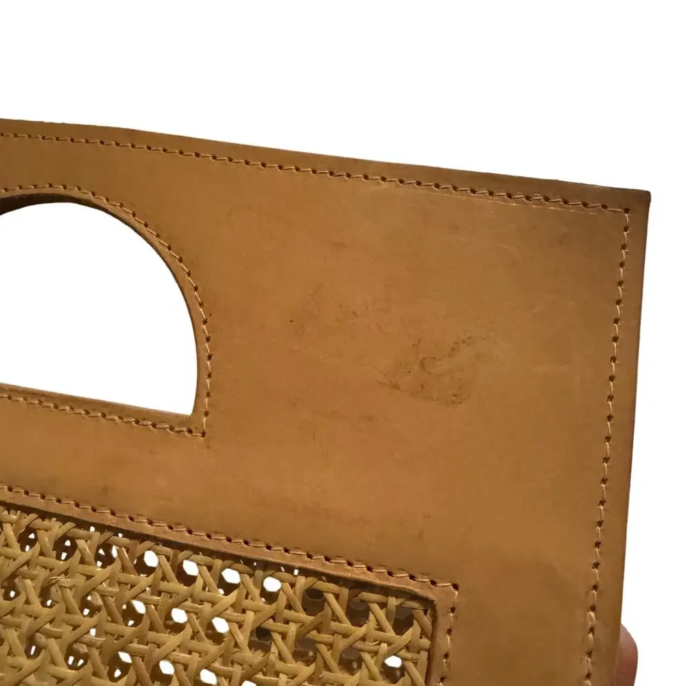 Glad & Young leather Rattan cane Clutch handbag